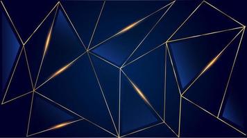 esquina triangular de borde poligonal dorado azul. fondo de gráficos de premios reales. líneas brillantes elegante brillo plantilla moderna. plantilla corporativa premium de lujo. certificado abstracto de forma triangular vector