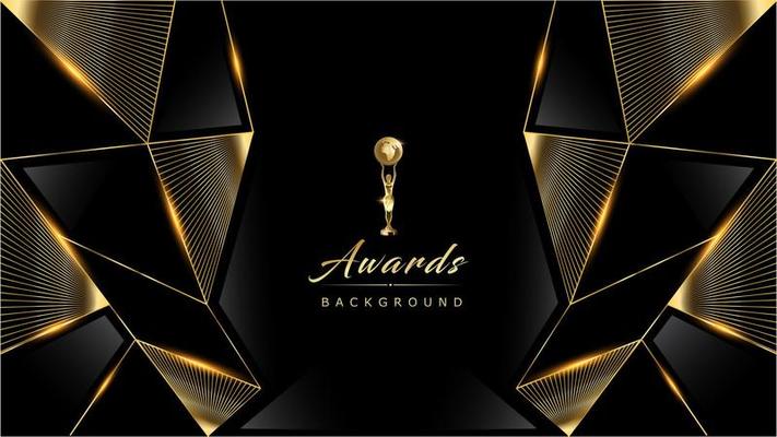 Black Golden Polygonal Edge Triangle Corner. Royal Awards Graphics Background. Glowing Lines Elegant Shine Modern Template. Luxury Premium Corporate Template. Triangle shape Abstract Certificate