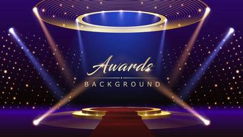 Blue Pink Red Golden Stage Spotlights Awards Graphics Background Celebration. Red Carpet Entry Show. Entertainment Hollywood Bollywood Template Design. Awards Background Theater Drama Steps Floor. vector