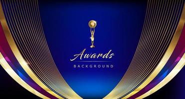 Blue Pink Golden Curve Corner Royal Awards Graphics Background Lines Moving Crystal Elegant Shine Modern Template Luxury Premium Corporate Abstract Design Template Banner Certificate Dynamic Shape vector