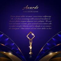 Blue Golden Side Corner Curve Flow Polygonal Award Background. Trophy on Luxury Background. Modern Abstract Design Template. Wedding and Marriage Card. Engagement Invitation Card. Certificate Design. vector