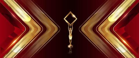Red Maroon Golden Stage Award Background. Diamond Shape Frame Trophy on Luxury Background. Modern Abstract Design Template. LED Visual Motion Graphics. Wedding Marriage Invitation Poster. vector