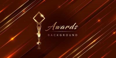 Red Maroon Golden Stage Award Background. Slant Golden Lines Trophy on Luxury Background. Modern Abstract Design Template. LED Visual Motion Graphics. Wedding Marriage Invitation Poster. vector