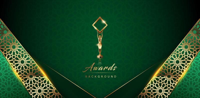 Green Ramadan Kareem Islamic Arabic Green Luxury Background with Geometric pattern and Beautiful Ornamental. Award Background.