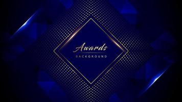 Blue Golden Award Background. Diamond Luxury Graphics. Stage Motion Visuals. Disco Retro Social Media Post. Elegant Luxury Shine Modern Template Certificate. vector