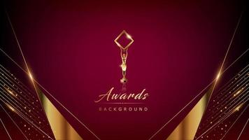Modern Abstract Dark Red Golden Gold background with diagonal glowing light effect. illustration with trophy. Blue Lights on Graphics. Luxury Graphics. Award Background. Abstract Background. vector