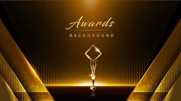 Black and Gold Award Background. Luxury Background. Modern Abstract Template. Side Corner threads background. Triangle golden line luxury background. Birthday vector illustration template.