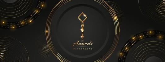 Black and Golden Color Round Ring Circle Award Background. Luxury Background Graphics. Modern Abstract Template. Expensive Analog Time Clock watch. Golden Gradient Tunnel Hud Motion Look Design. vector