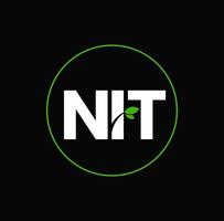 logotipo de la marca nit con hoja verde. monograma nit y concepto de hoja verde. vector