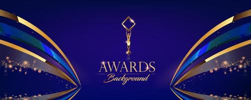 Blue  Golden Shimmer Awards Graphics Background. Celebration. Entertainment Light Hollywood Bollywood Template Nomination Luxury Premium Corporate Abstract Design Template Banner Trophy Certificate. vector