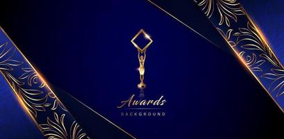 Dark Blue Golden Royal Awards Graphics Background. Side Corner Lines Elegant Shine Modern Blended Template. Luxury Premium Corporate Design Template Banner Certificate Wedding and Marriage Card Design vector