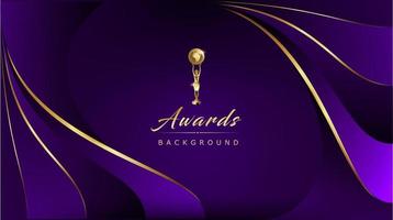 Blue Purple Golden Royal Awards Graphics Background. Line Wave Elegant Shine Modern Template. Sleek Shape Luxury Premium Corporate Template. Classy Abstract Certificate Banner Dynamic Design. vector