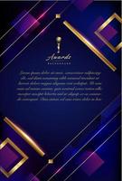 tarjeta de invitación de marco de borde dorado púrpura azul. fondo de gráficos de premios reales de diamantes cuadrados. plantilla moderna de brillo elegante de tamaño a4. plantilla corporativa premium de lujo. diseño de certificado abstracto. vector