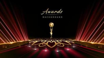 Red Carpet Bollywood Stage. Steps Spot Lights. Golden Royal Awards Graphics Background. Elegant Shine Rays. Modern Luxury Premium Corporate Design Banner Certificate. Diwali Islamic Festival Template vector