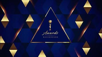 Blue Golden Royal Awards Graphics Background. Diamond Triangle Element. Elegant Shine Modern Template. Luxury Premium Corporate Brochure. Abstract Certificate Banner Dynamic Crystal Polygonal Design. vector