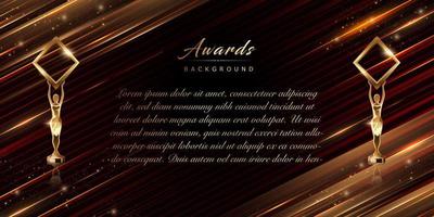 15Black Golden Side Slant Speed Lines Award Background. Trophy on Luxury Background. Modern Shimmer Abstract Design Template. LED Visual Motion Graphics. Wedding Invitation Poster. Certificate Design vector