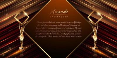 Black Golden Diamond shape Frame Lines Award Background. Trophy on Luxury Background. Modern Shimmer Abstract Design Template. LED Visual Motion Graphics. Wedding Invitation Poster. Certificate Design vector