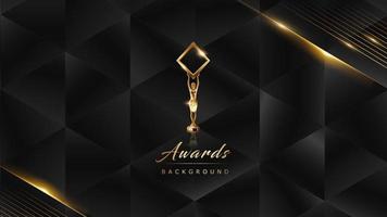 Black Golden Royal Awards Graphics Background. Diamond Triangle Shape. Elegant Shine Modern Template. Luxury Premium Corporate Brochure. Abstract Certificate Banner Dynamic Crystal Polygonal Design. vector