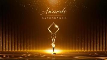 Black and Gold Award Background. Luxury Background. Modern Abstract Template. Straight Upward golden line luxury background. Birthday vector illustration template. LED Motion Visual Content Graphics.