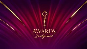 Red Golden Growing Curtain Stage Award Background. Trophy on Luxury Background. Modern Abstract Design Template. LED Visual Motion Graphics. Wedding Marriage Invitation Poster. vector