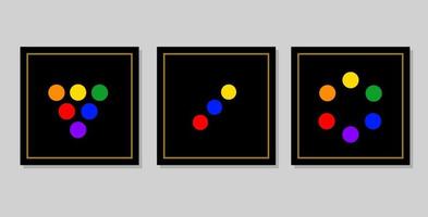 Colors dots wall frames vector. Colors wall stickers. vector