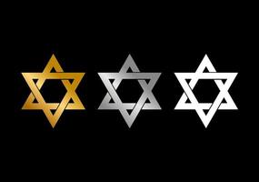 Judaism vector icon in gold silver and white colors.