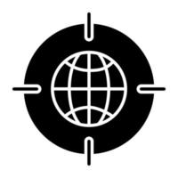 icono de diseño lleno de objetivo global vector