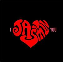 I love you Jasmin Lettering. Jasmin  girl name in red heart shape. vector