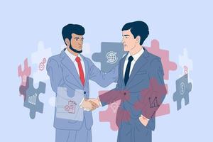 Business collaboration concept art. Two men in business suits shaking hands. Business collaboration