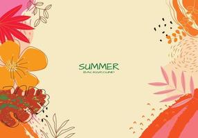Tropical summer doodle with space for text vector illustration. Colorful abstract design background for banner, poster, card, cover.