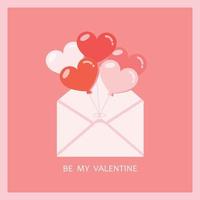 Valentines day background with heart balloon and envelope. vector