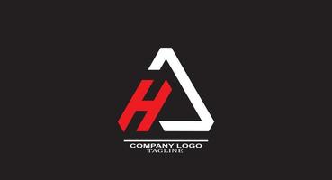 Ha or ah logo design in triangle shape vector