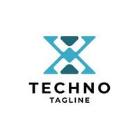 logotipo de la letra x con temática tecnológica. ideal para cualquier negocio relacionado con la tecnología vector