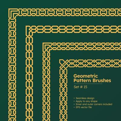 Set of Geometric Pattern Brushes Greek Borders Design or Chinese Style Border Pattern Brushes