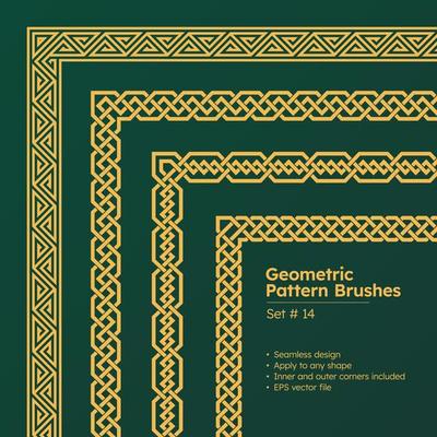 Set of Geometric Pattern Brushes and Beautiful Greek Borders Design