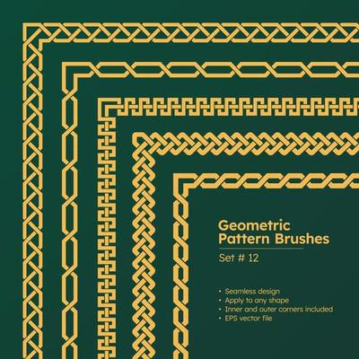 Set of Geometric Pattern Brushes and Beautiful Greek Borders Design