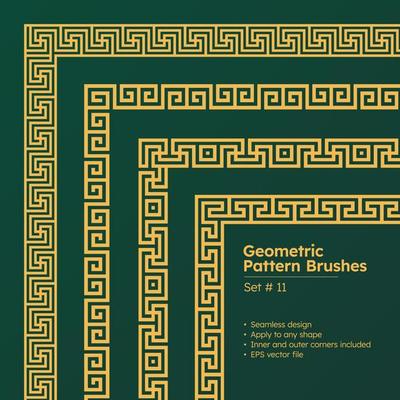 Set of Geometric Pattern Brushes Greek Borders Design