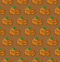 BEIGE SEAMLESS VECTOR BACKGROUND WITH DELICIOUS BUNS