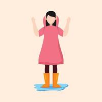 People On Rainy Day Flat Design Character Illustration vector