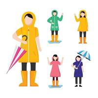 People On Rainy Day Flat Design Character Illustration vector