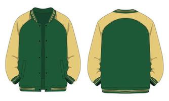 Varsity jacket template front and back view. Vector illustration