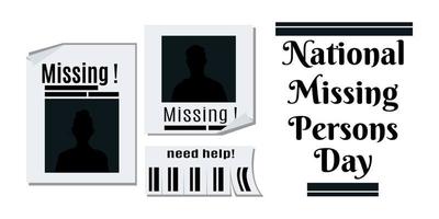 National Missing Persons Day, horizontal design on a socially significant topic vector