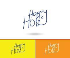 explosión colorida para el festival holi y texto happy holi vector