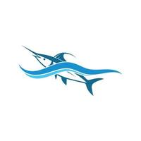 ilustración de logotipo de icono de pez marlin azul vector