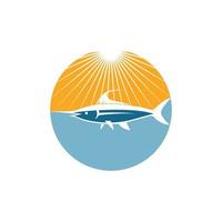 ilustración de logotipo de icono de pez marlin azul vector