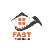 fast  build and renovation logo icon vector illustration
