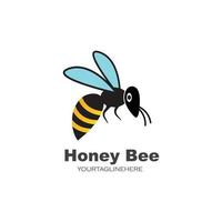 Ilustración de icono de vector de plantilla de logotipo de abeja de miel