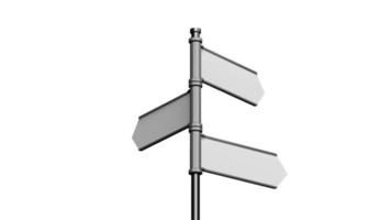 3D Signpost, Roadsign with Three Arrows on White Background video