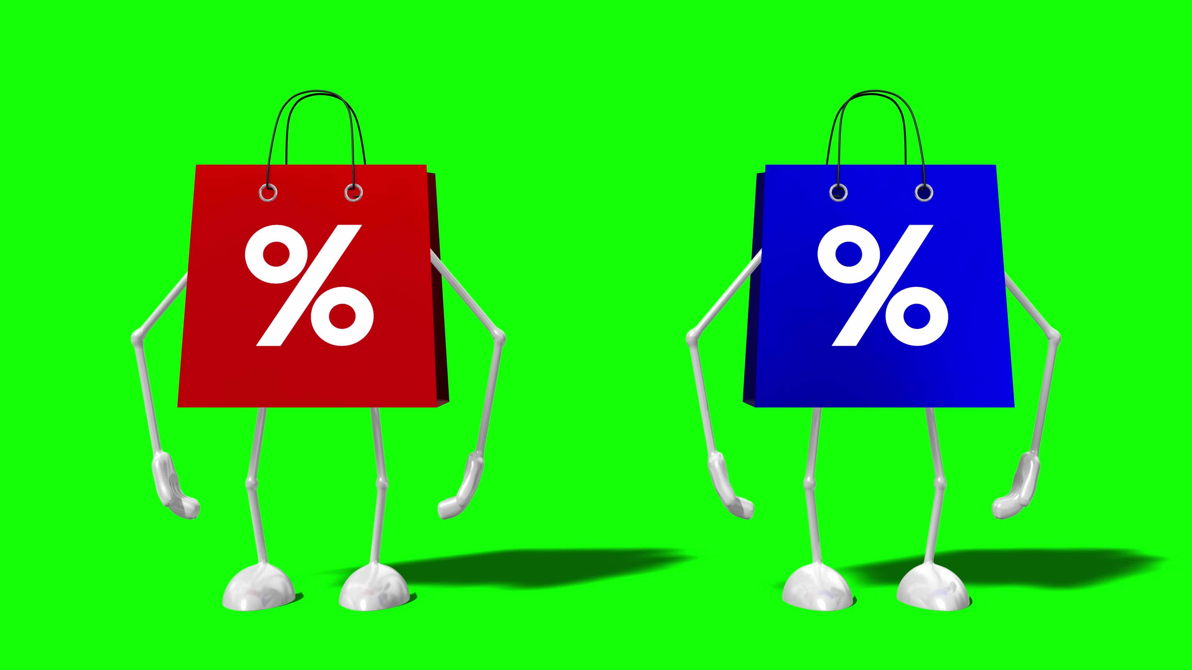 Two Cartoon Shopping Bags with Percent Signs - Sale, Discount Concept 19610028 Stock Video at Vecteezy Two Cartoon Shopping Bags with Percent Signs - Sale, Discount Concept 19610028 Stock Video at Vecteezy