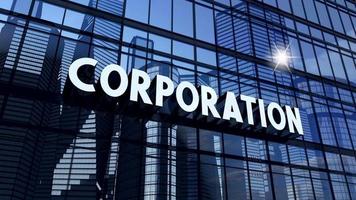 Corporation Banner on Office Building and Sun Reflection video